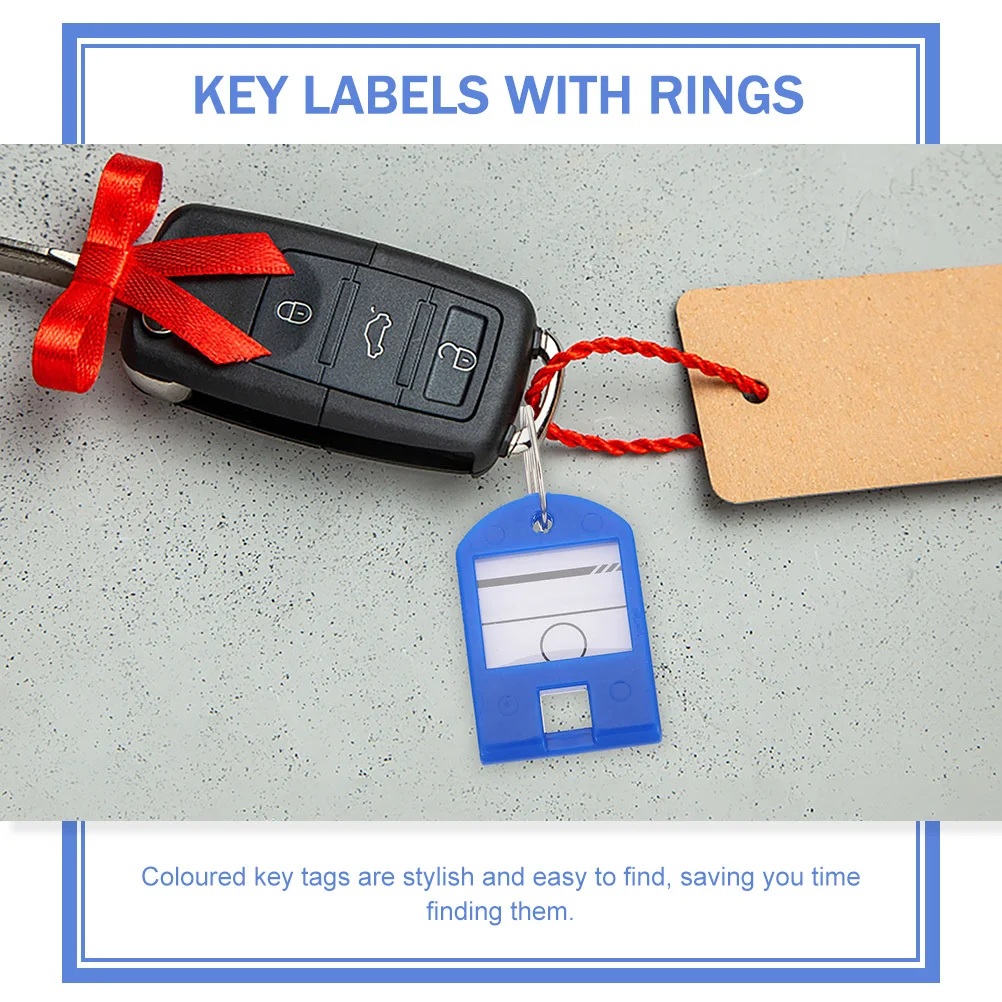 35 قطعة من علامات الملصقات الرئيسية ملصقات سلسلة المفاتيح البلاستيكية مع أغطية بيضاء قابلة للكتابة علامات تصنيف المفاتيح المتينة لتنظيم المفاتيح