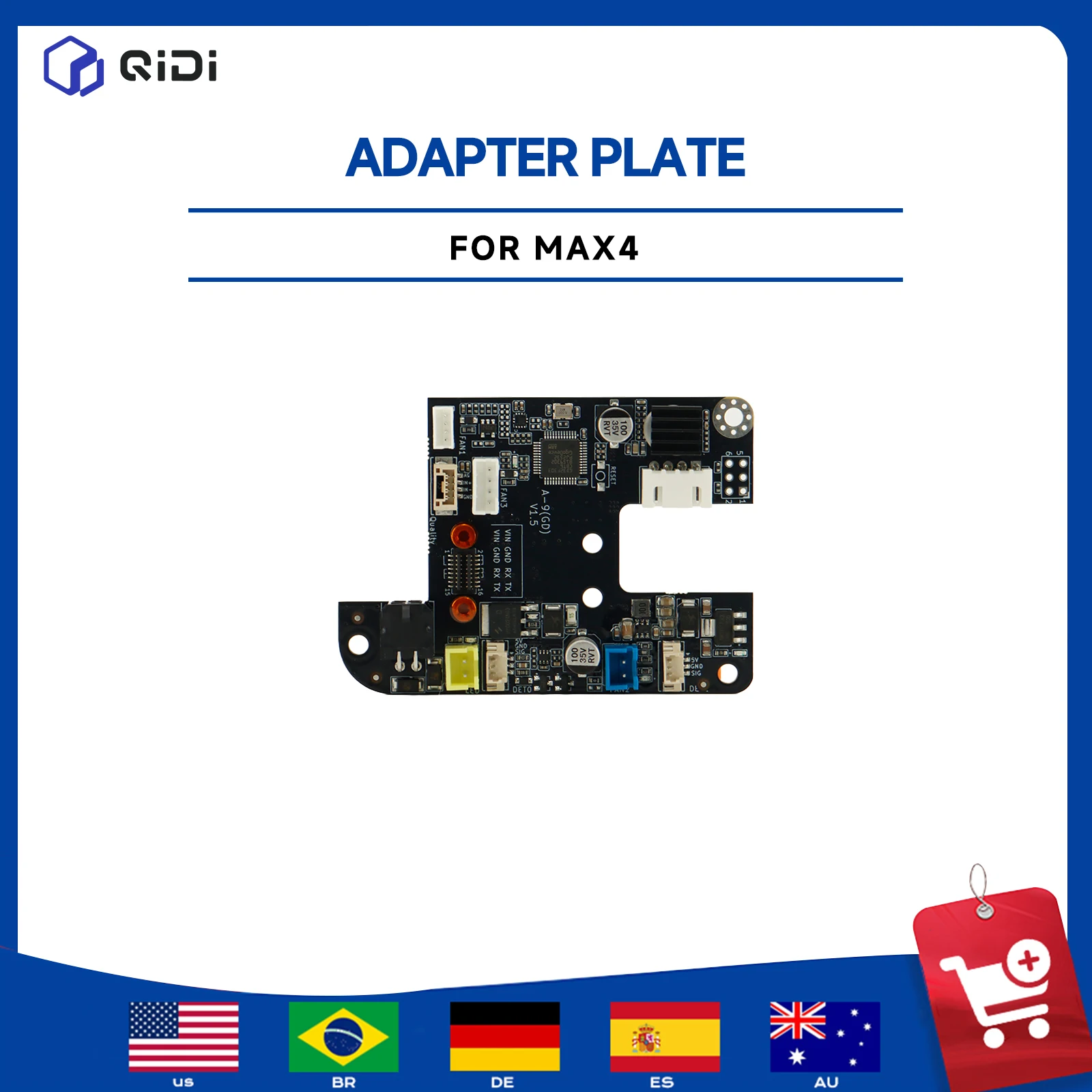 Placa Adaptadora QIDI Max4 para Cabeçote de Impressão, Placa de Controle do Extrusor, Controlador Térmico, Placa Mãe para Impressora 3D