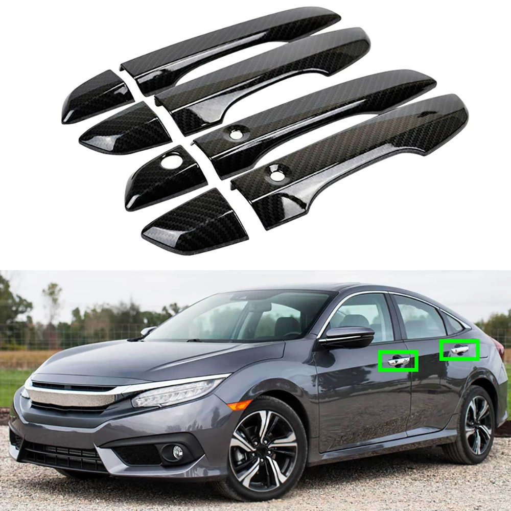 For Honda Civic 2016-2018 2019 2020 2021 Carbon Fiber Center Armrest Box Cover Panel Trim Console Arm Rest Storage Box Lid Cover view 2