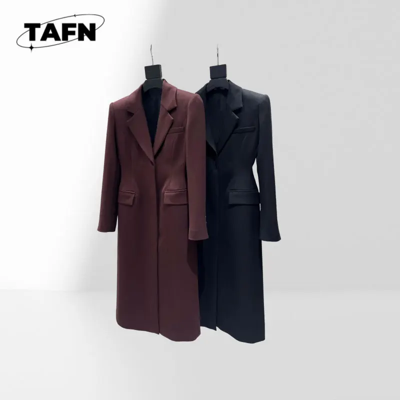 سترة نسائية كورية غير رسمية سترة واقية متوسطة الطول للركاب ملابس خارجية مع أصفاد قابلة للتعديل AJ2304