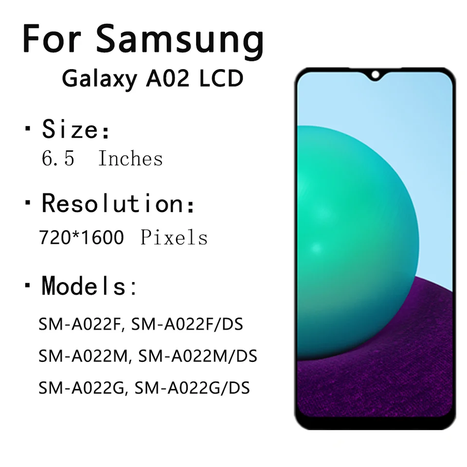 Pantalla para Samsung Galaxy A02, A12, A12 Nacho, M12 con táctil y digitalizador, para A022, A125, A127, M127 3