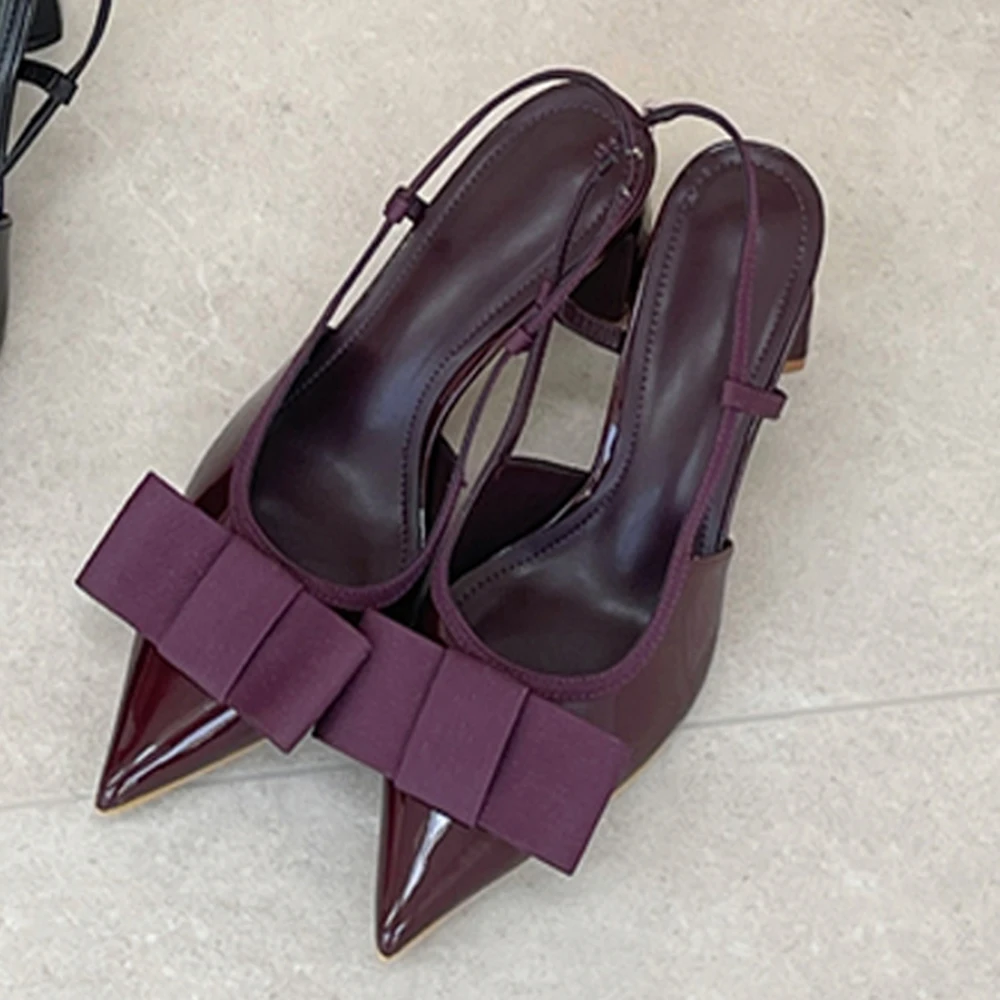 

Aneikeh/модные элегантные пикантные туфли-лодочки с острым носком и узлом-бабочкой, женские туфли-лодочки в уличном стиле, банкетные туфли на квадратном высоком каблуке