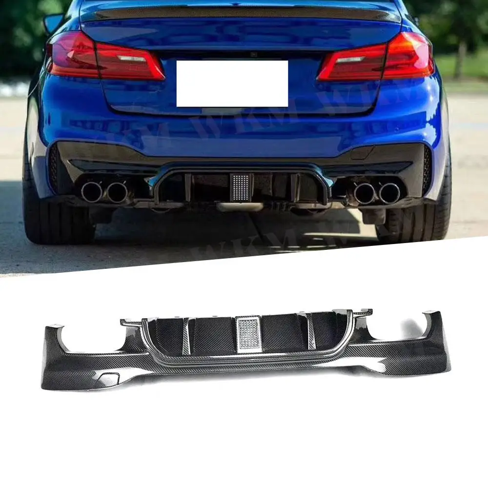 

Dry Carbon Fiber Rear Diffuser Lip Spoiler With Lamp For BMW 5 Series F90 M5 Sedan 4 Door 2018- 2020 FRP Back Bumper Guard