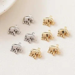 8PCS Elephant Necklace Pendant Brass Superior Quality for Jewelry Making Bracelet 14k Gold Plated DIY Hand Made Accessories