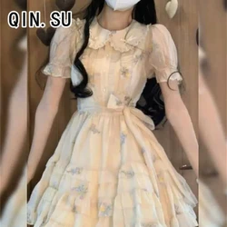 French Sweet and Gentle College Style Doll Collar Dress for Women with a Forest Style Waist Cinching and Slimming A-line Skirt
