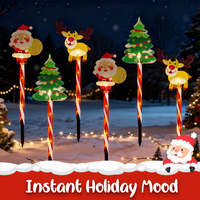 6pcs/lot Solar-Powered Christmas Lawn Lights Santa Tree & Reindeer Designs for Outdoor Decor Waterproof Garden Lights Holiday