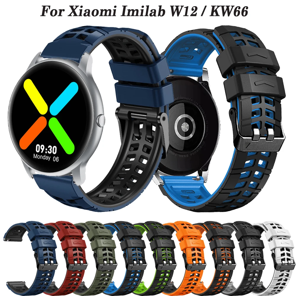 22 مللي متر سوار ل Imilab KW66 / W12 Smartwatch سيليكون الفرقة الأساور حزام ل Mi ساعة S1 نشط/اللون 2 الساعات إكسسوارات