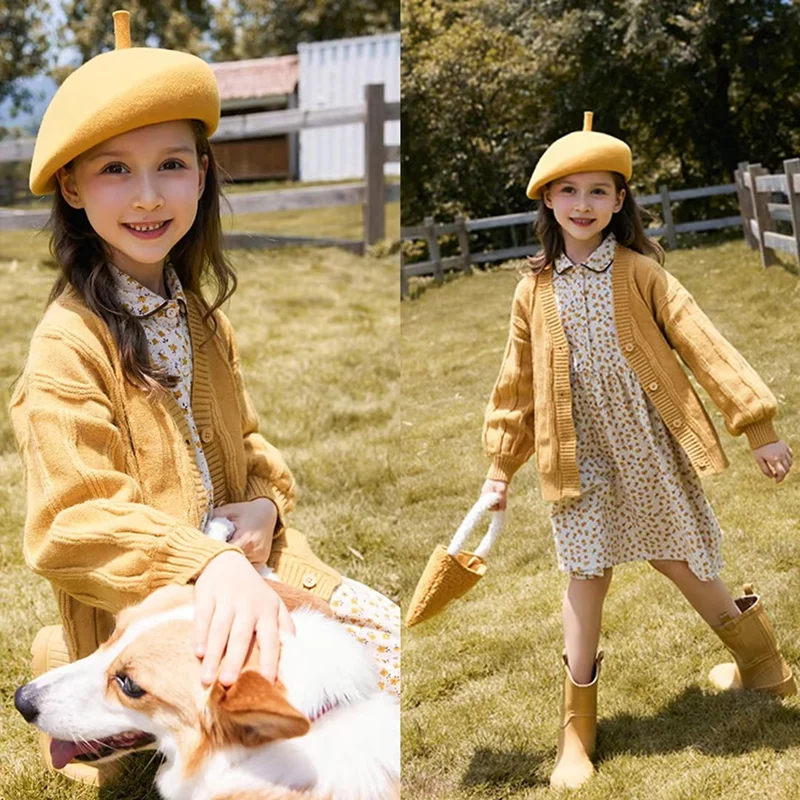 Knit Beret Children Baby Hats Autumn Winter Styling Accessories Hipster Painter Hat For Kids Bonnet