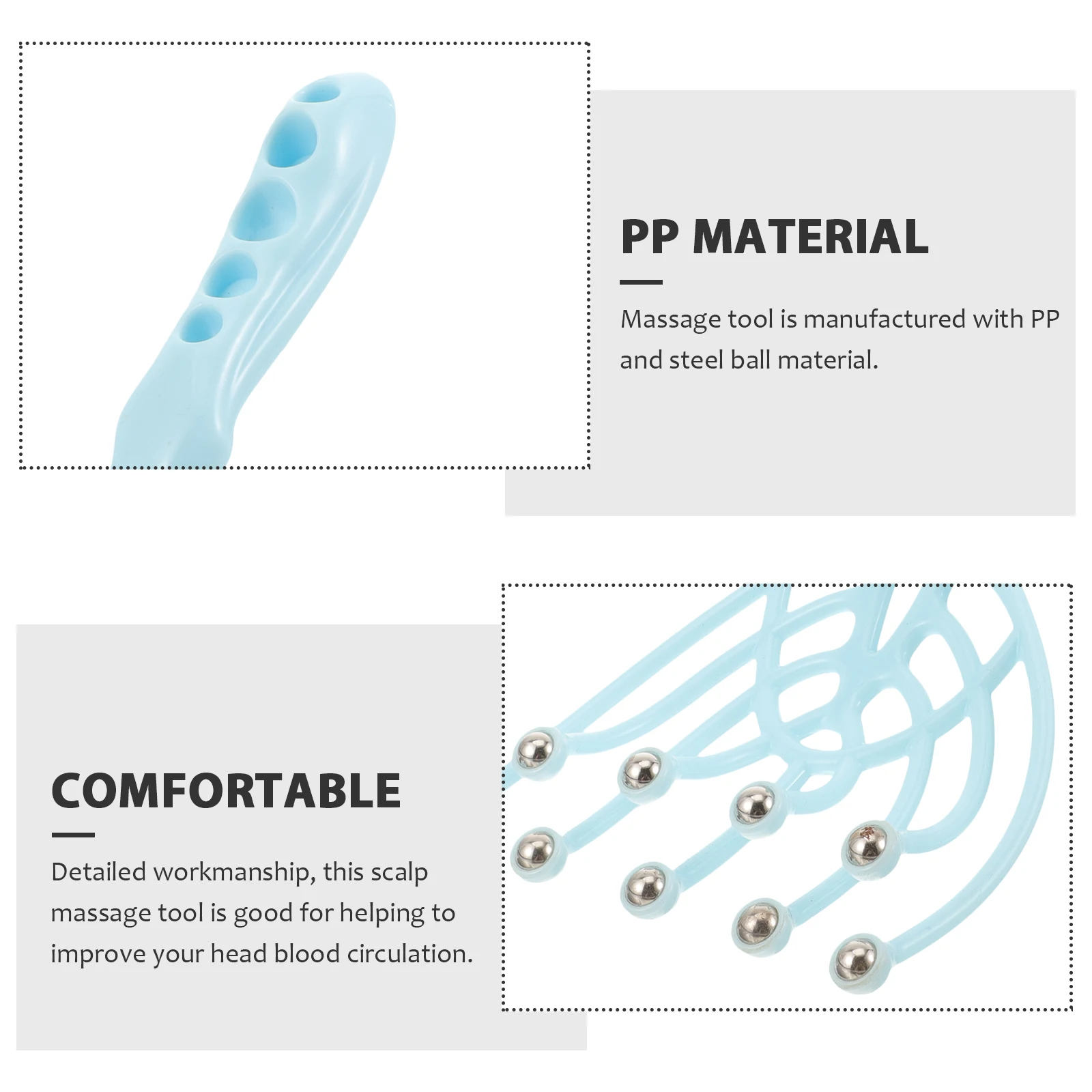 

Head Massager Tool Scalp Massager Claw For Thick Long Wet Or Dry Hair Wide Tooth Massage Steel Ball Design Handheld Head