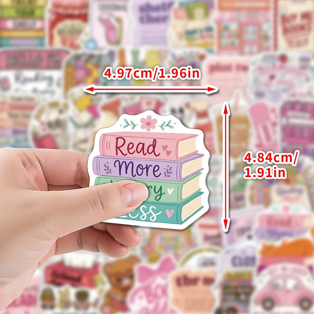 10/30/50pcs Cartoon Book Reading Aesthetic Stickers Cute Graffiti Decals DIY Suitcase Phone Helmet Waterproof Sticker Toys Gifts