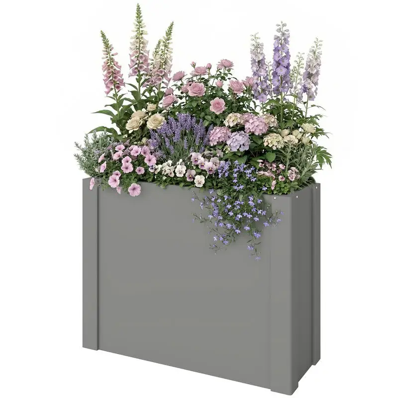 Outsunny Raised Garden Bed Galvanized Planter Box Outdoor with Gloves for Gardening Vegetables, Flower, Herb, 2.6 x 1 x 2 ft, Gray