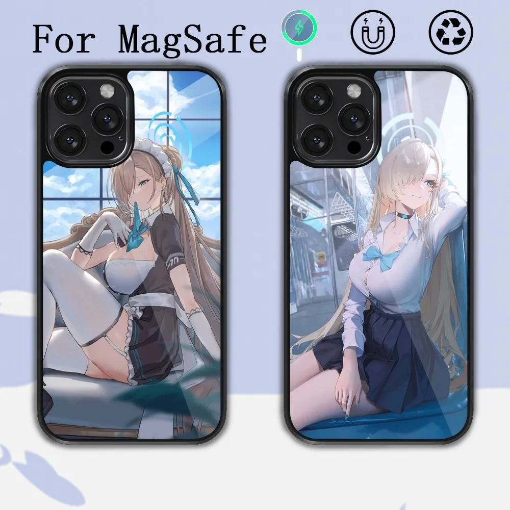 Game Blue Archive Ichinose Asuna  Phone Case For iPhone 14 13 12 11 15 Pro Max Plus Magsafe Magnetic Cover