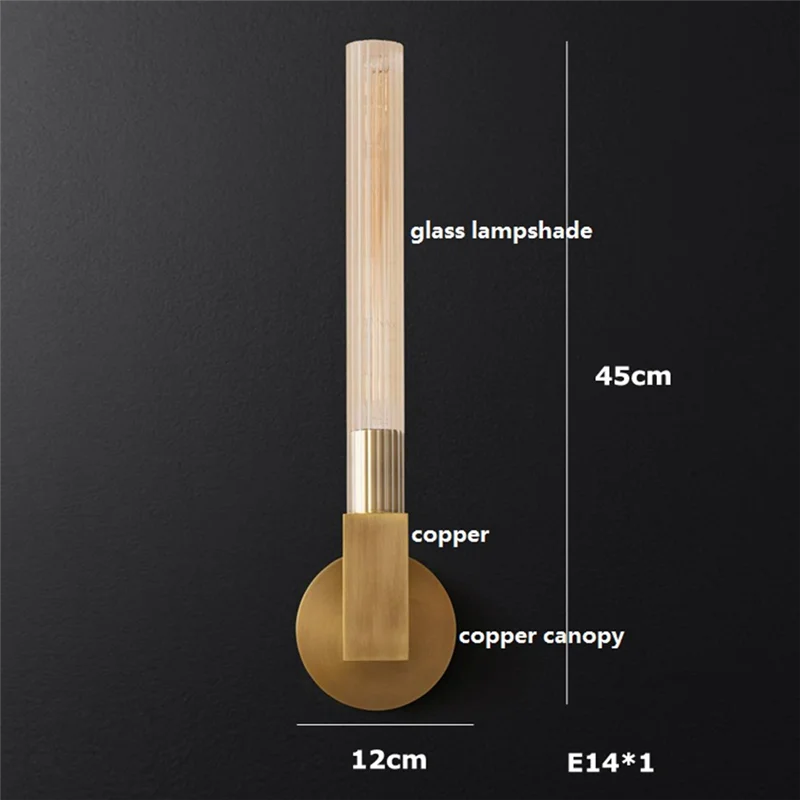 A95I-Loft البلد الأمريكي وحدة إضاءة LED جداريّة مصباح النحاس الزجاج غرفة نوم غرفة المعيشة مرآة حمام ضوء الفاخرة الرجعية الجدار مصباح #6