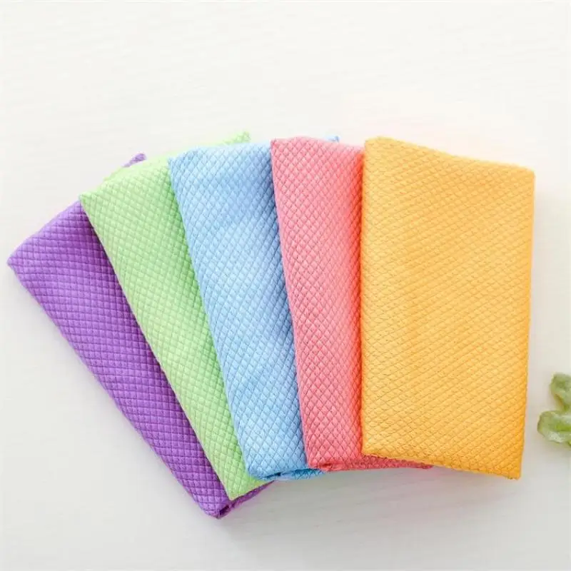 1pcs Traceless Microfiber Windows Cars Mirrors Polishing Fish Scale Rag Soft Lint Free Reusable Glass Cleaning Cloth Eyeglasses