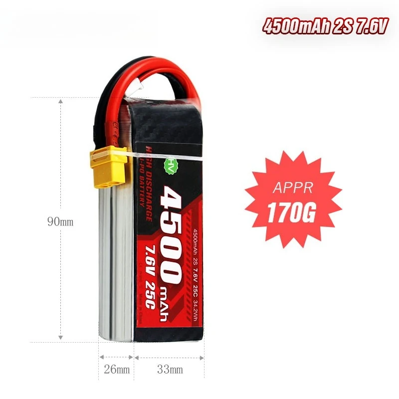 4500mAh 2S 7.6V 25C يبو بطارية ل RC هليكوبتر كوادكوبتر FPV سباق الطائرة بدون طيار أجزاء طائرات بدون طيار بطارية مع T/XT60 #2