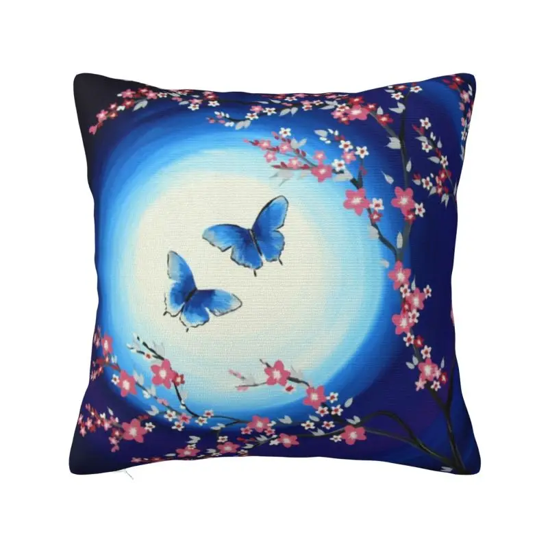 Japanese Cherry Blossoms Butterflies Luxury Throw Pillow Cover Bedroom Decoration Flower Floral Chair Cushion