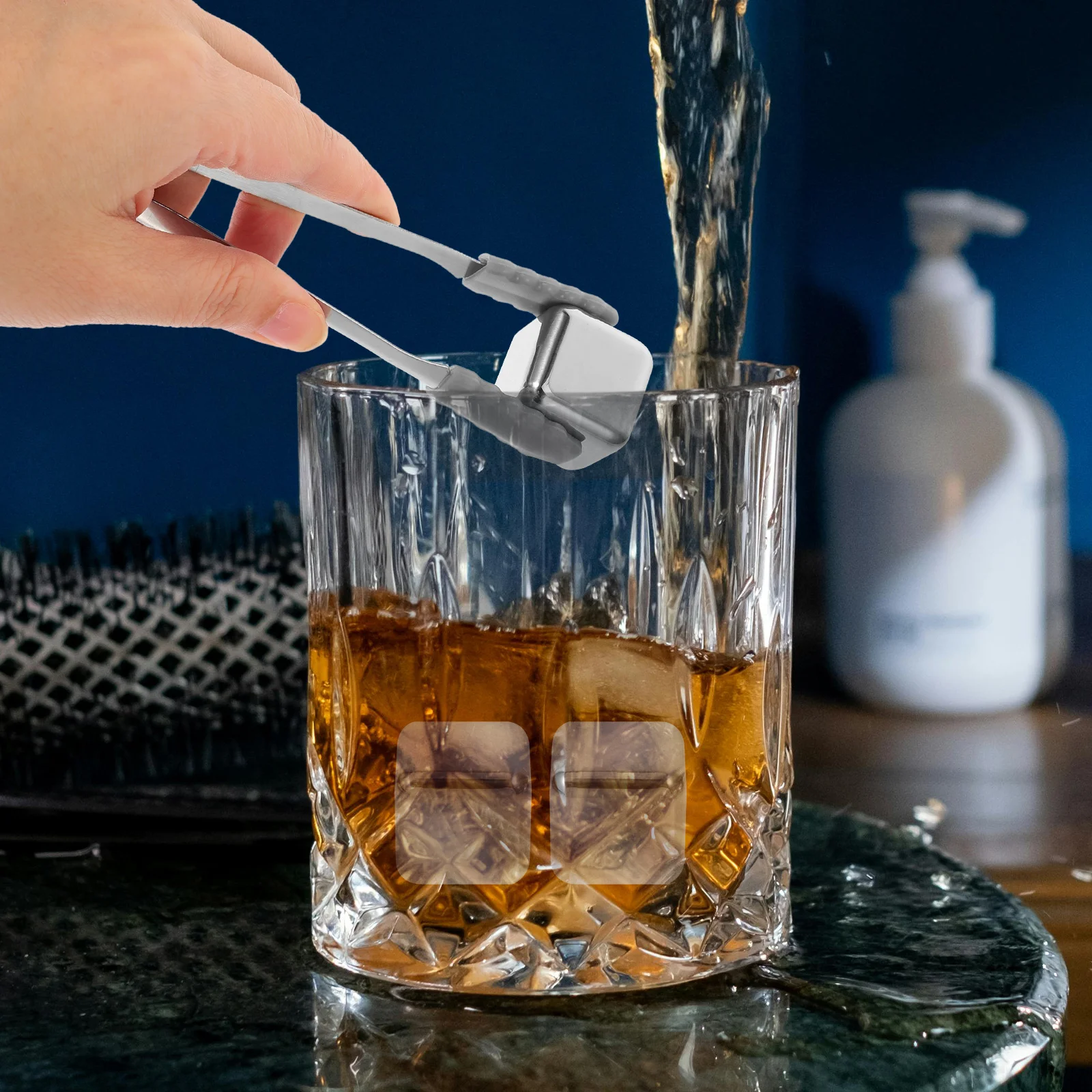 

Reusable Stainless Steel Set Non-Melting Chilling Stones for Whiskey Cocktails and Beverages Barware Accessories