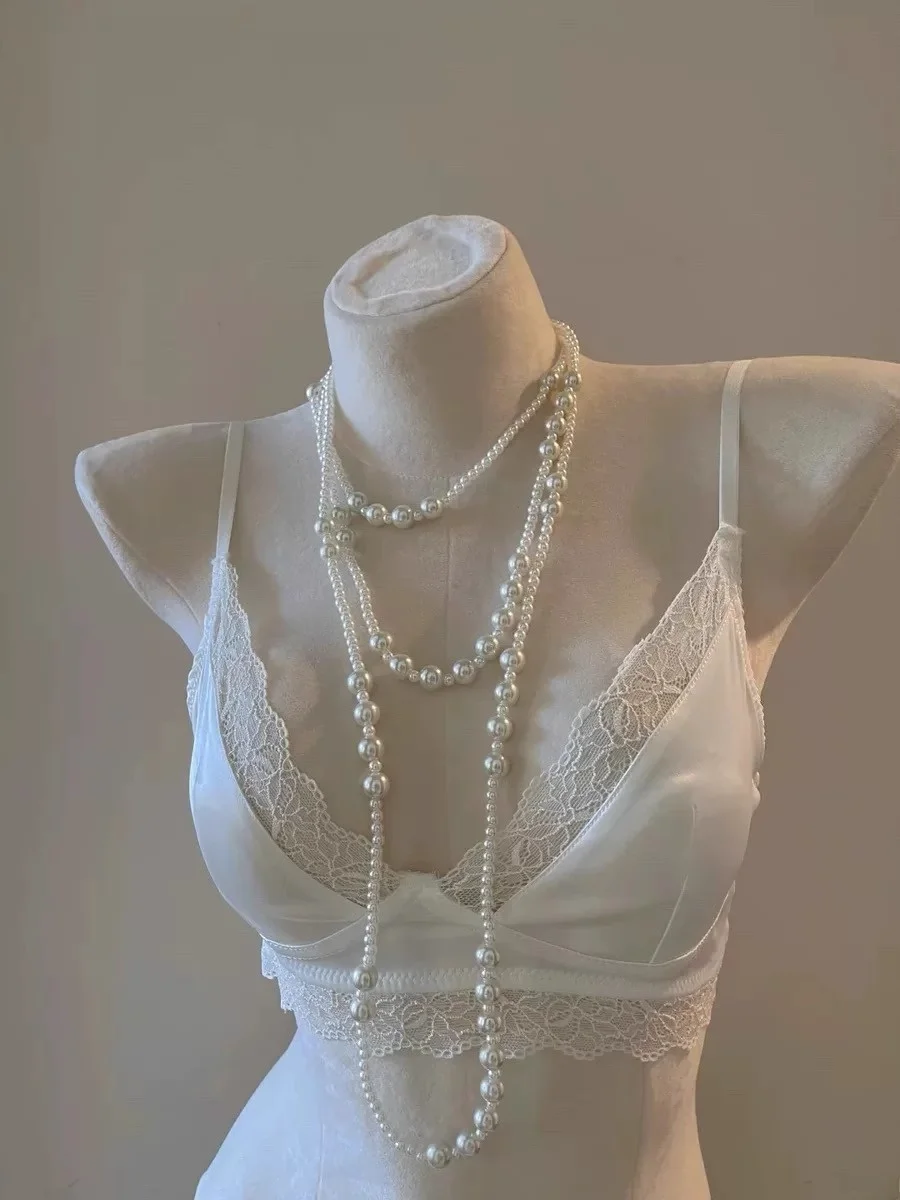 Thin Lace Satin Bra Women's No Steel Ring Collection Side Breast Beauty Back Bra Fixed Double Shoulder Strap V-Cup Back Doubl...