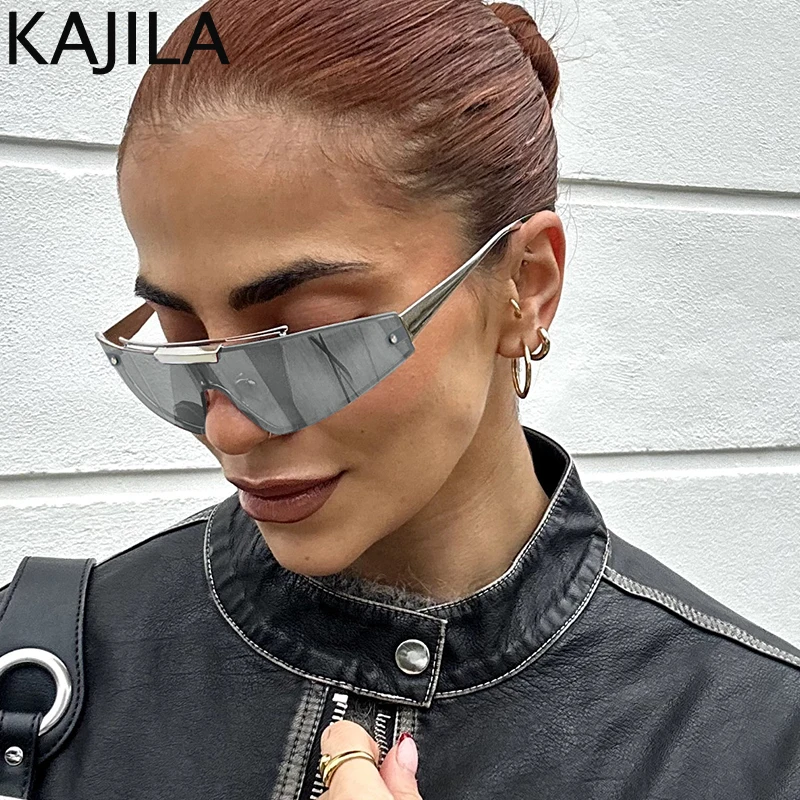 

One-Piece Rimless Shield Sunglasses Women 2024 Luxury Brand Irregular Sports Sun Glasses For Ladies Y2K Punk Wrap Eyewear UV400