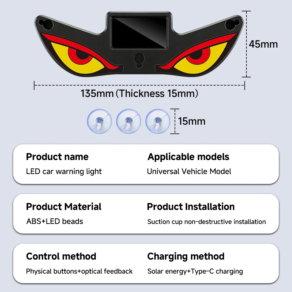 For Hyundai Sonata Santa Fe Tucson TL NX4 Elantra Solaris Accent Creta Kona I20 I30 Ix25 Car Solar Devil Eye LED Warning Light view 5