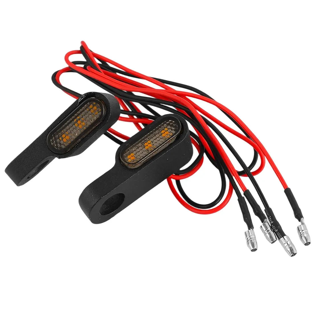2Pcs Motorcycle 3 Led Mini LED Handlebar Faucet Fork Swing Turn Signal Indicator Blinker Amber Light Fit For Suzuki Kawasaki BMW