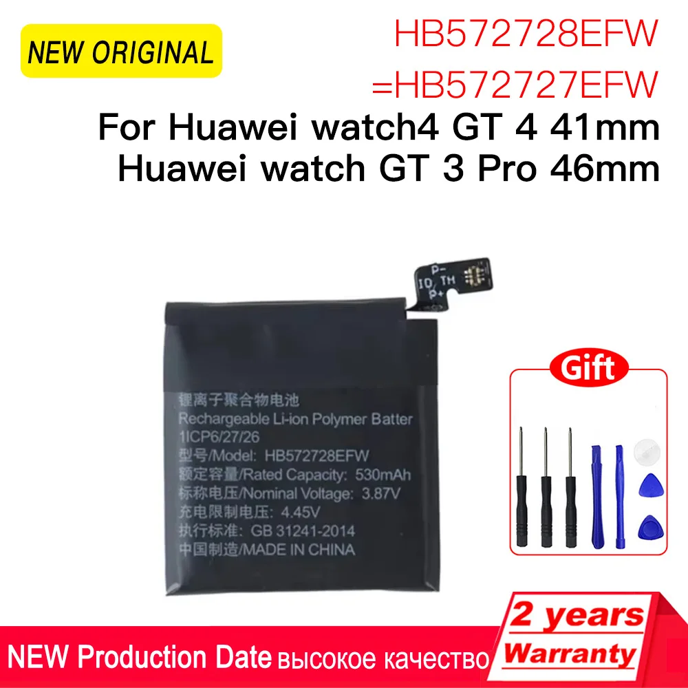 Genuine New HB572728EFW HB572727EFW For Huawei watch4 GT 4 41mm Huawei watch GT 3 Pro 46mm Battery Replacement Batteries+tools