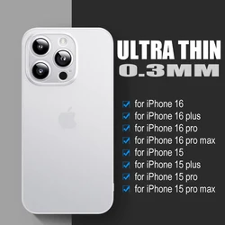 0.3mm Ultra Thin Transparent Matte Case For iPhone 16 15 14 Plus 13 12 Mini 11 Pro Max Hard PP Frosted Back Cover Soft Shell