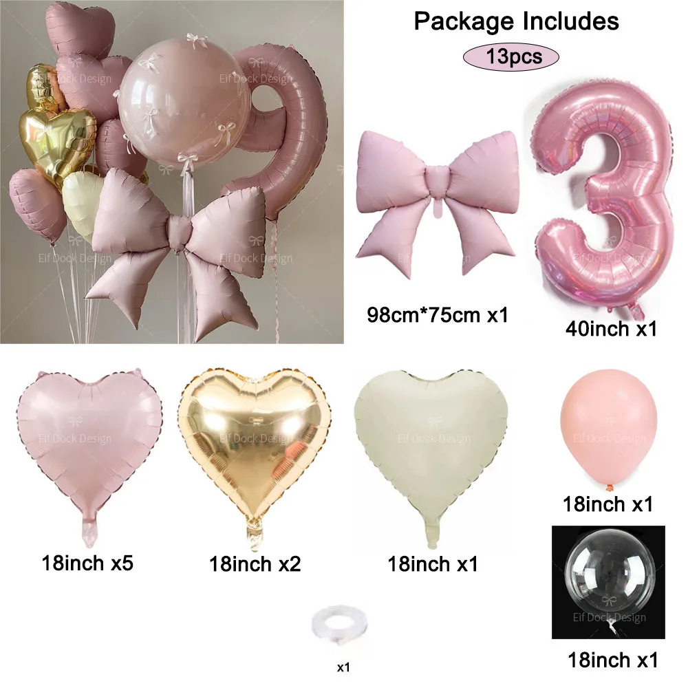 13 قطعة القوس الوردي كريم القلب بالونات الوردي عدد 1-9 احباط بالون للفتيات حفلة عيد ميلاد الزفاف المشاركة هدايا المناسبات