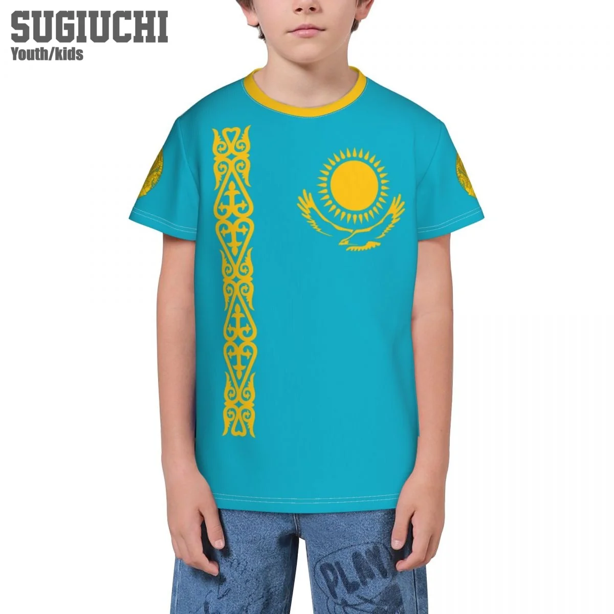 Aangepaste Naam Nummer Kazachstan Vlag Embleem 3d T-Shirts Voor Kinderen Jeugd Jongen/Meisje Tees Jersey Voetbal Fans Cadeau T-Shirt