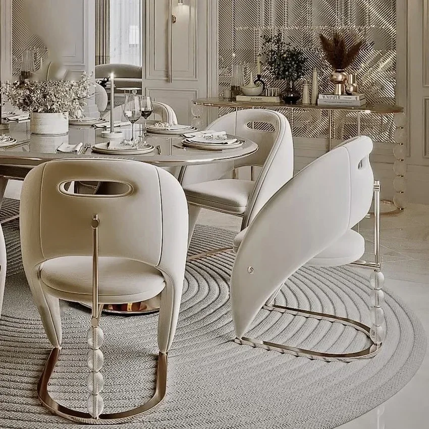 Italian light luxury designer dining chair high-end luxury villa chair large flat custom furniture modern dining table chair