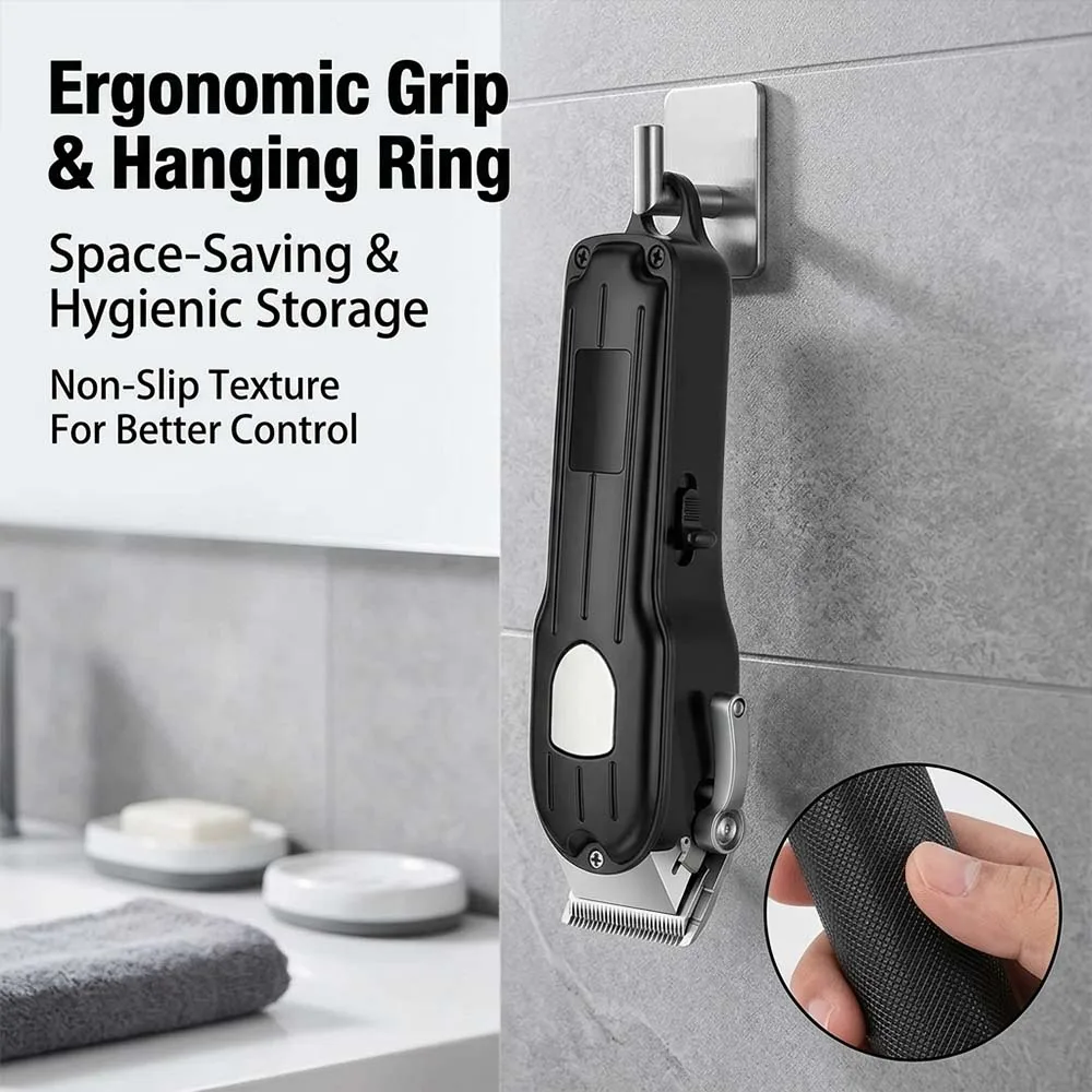 Professional Hair Clipper Set with LCD Display, Rechargeable Electric Trimmer for Men, Includes T-Outliner, Foil Shaver, Guide Combs & Accessories