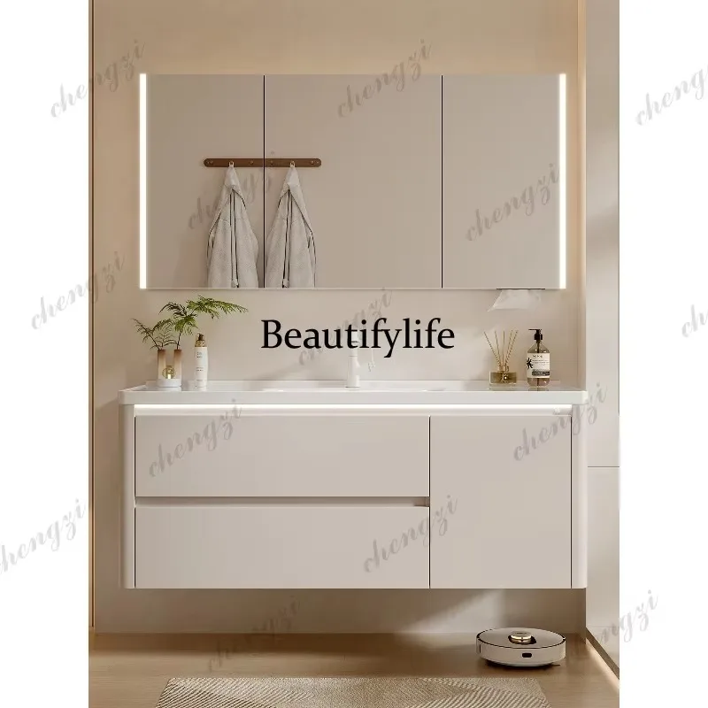 E182 All-aluminum honeycomb bathroom cabinet Easy-clean ceramic basin Large capacity drawer door combination Waterproof