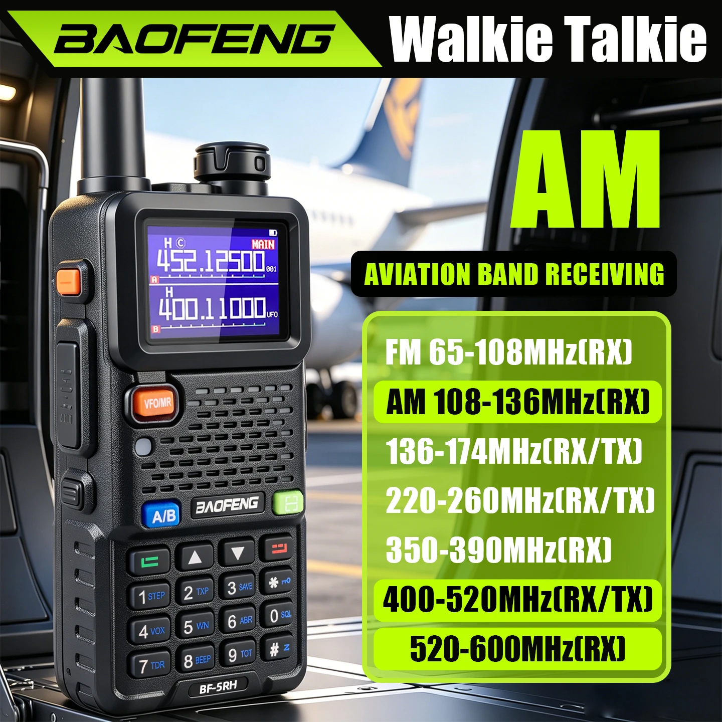 Baofeng upgraded version UV 5RH 10W full-band walkie-talkie, wireless frequency replication Type-C charger, UV 5R transceiver, h