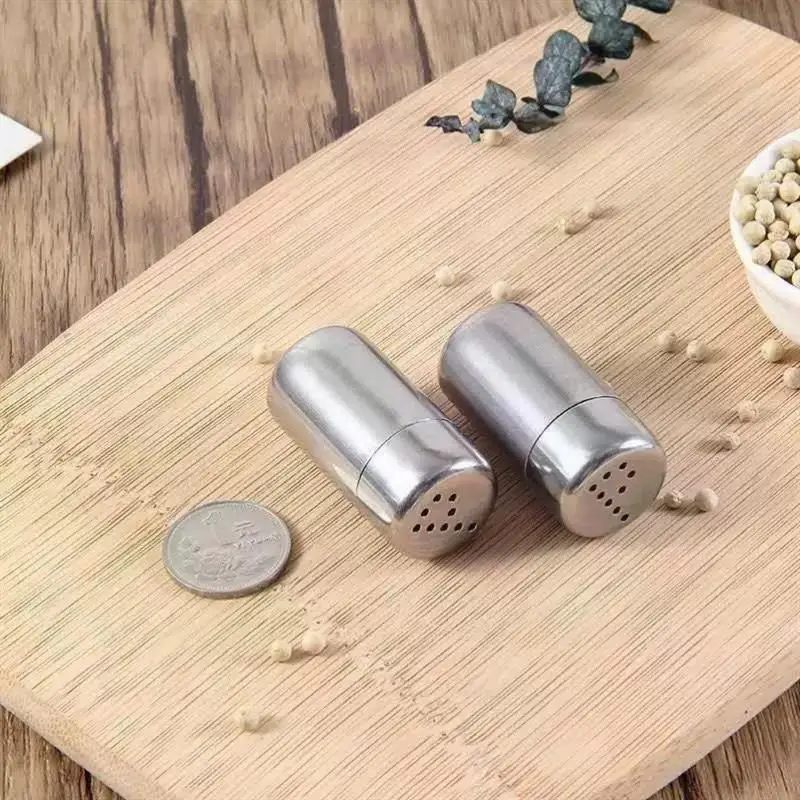 2 قطعة صغيرة الفولاذ المقاوم للصدأ التوابل شاكر التوابل جرة الملح زجاجة سكر الفلفل التوابل شاكر زجاجة Multifu موزع أداة الطبخ #3