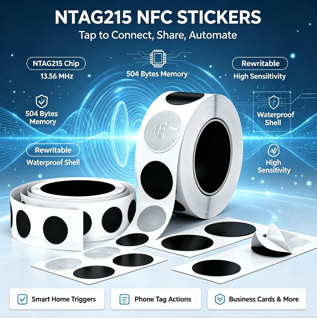 10pcs/ 50pcs /100pcs Ntag215 NFC Tag 13.56MHz ISO14443A Sticker Ntag 215 Phone Available RFID Adhesive Label RFID Tags Stickers