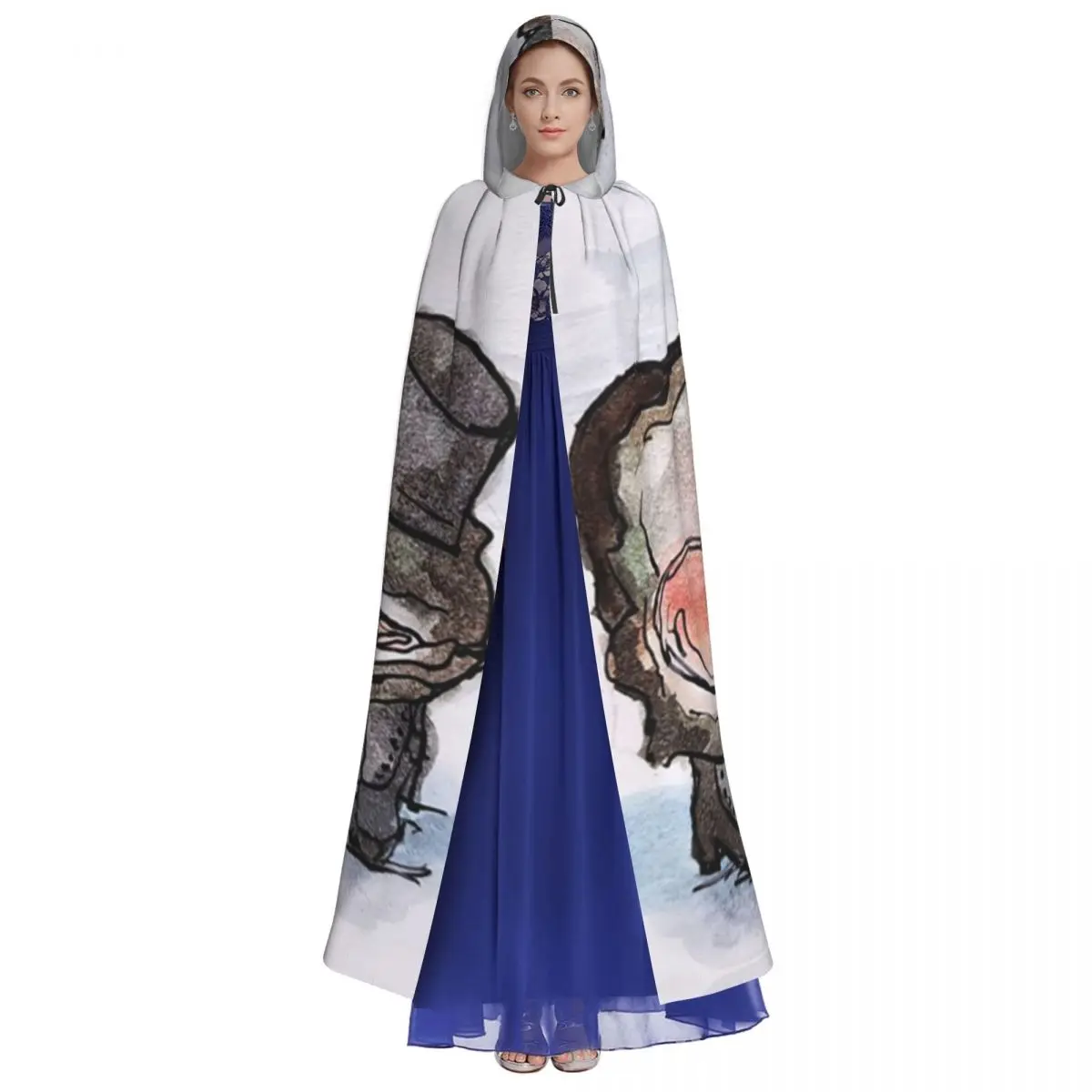 Tasty Oysters Long Hooded Cloak Witch Medieval Costume Cosplay Cape HalloweenParty Adult Unisex