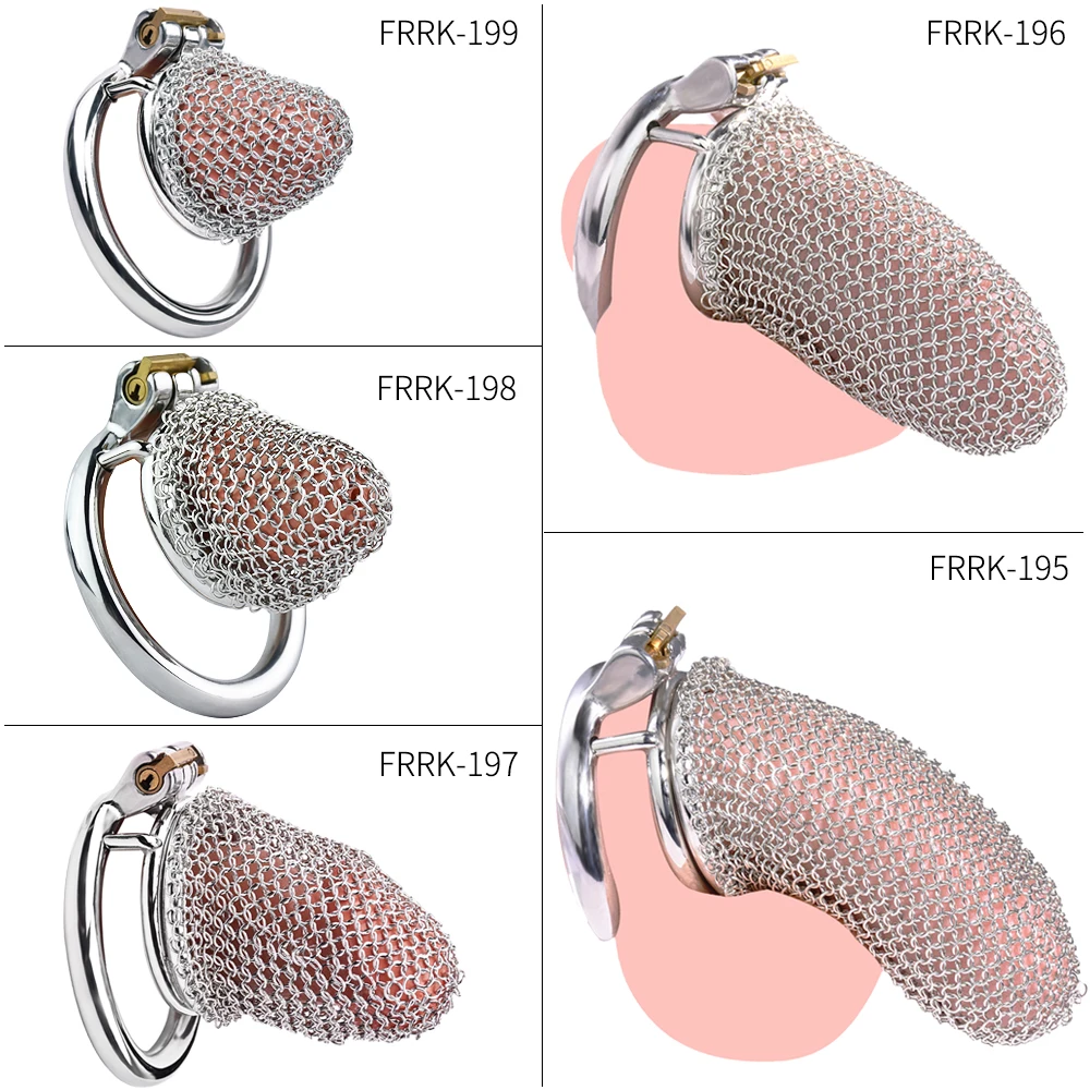 FRRK-Grand Cock Armor Mesh, Chasteté Masculine en Acier Inoxydable, Jouets Sexuels pour Adultes, Boutique pour Hommes, BDSM