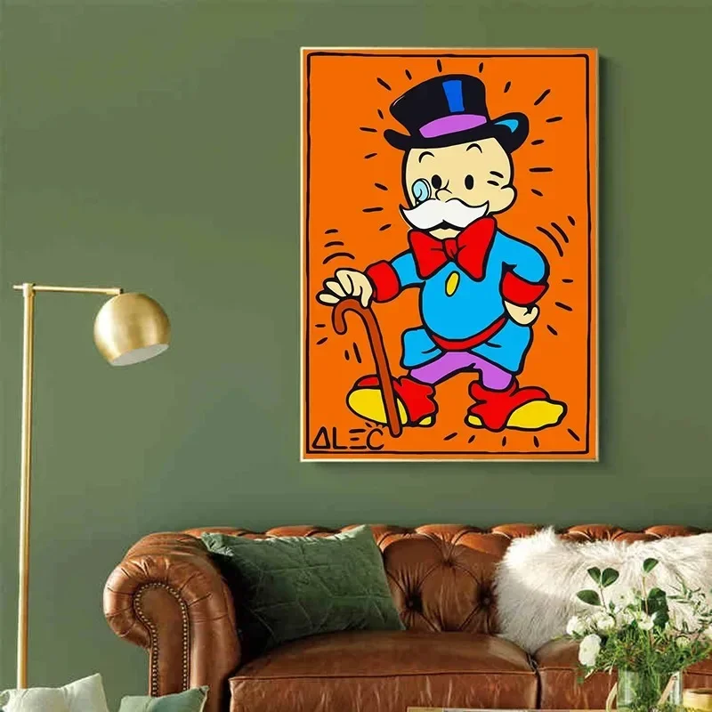 شارع الكتابة على الجدران الكرتون أليك احتكار المليونير المال الجدار المشارك يطبع قماش اللوحة غرفة الهدايا غرفة المعيشة ديكور المنزل #4