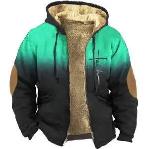 Men's Parkas Long Sleeve Coat Gradient Color Print Cross Logo Warm Jacket for Men/Women Thick Clothing Outerwear