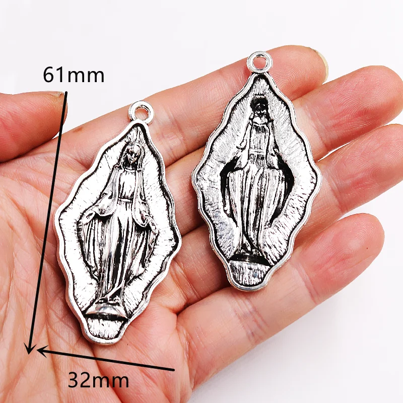 4pcs Mixed Silver Plated Catholic Our Lady of Guadalupe Metal Relief Pendant DIY Charms Necklace Jewelry Crafts Making A1231