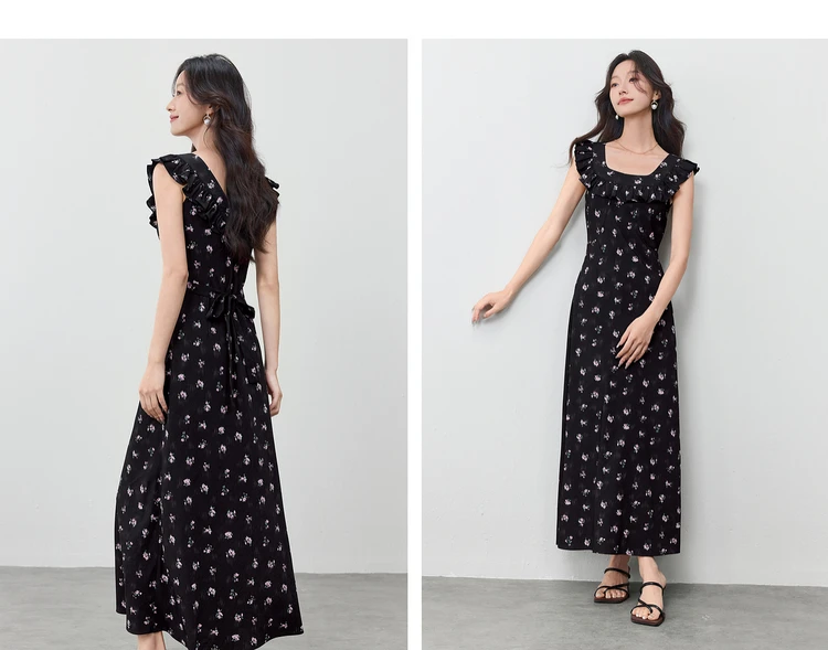 SENTUBILA Damen Sommerkleid mit Blumenmuster 2026 Elegantes bedrucktes, ärmelloses, tailliertes langes Kleid mit Schnürung, zwei Tragevarianten 152LO3118 – Detail 19