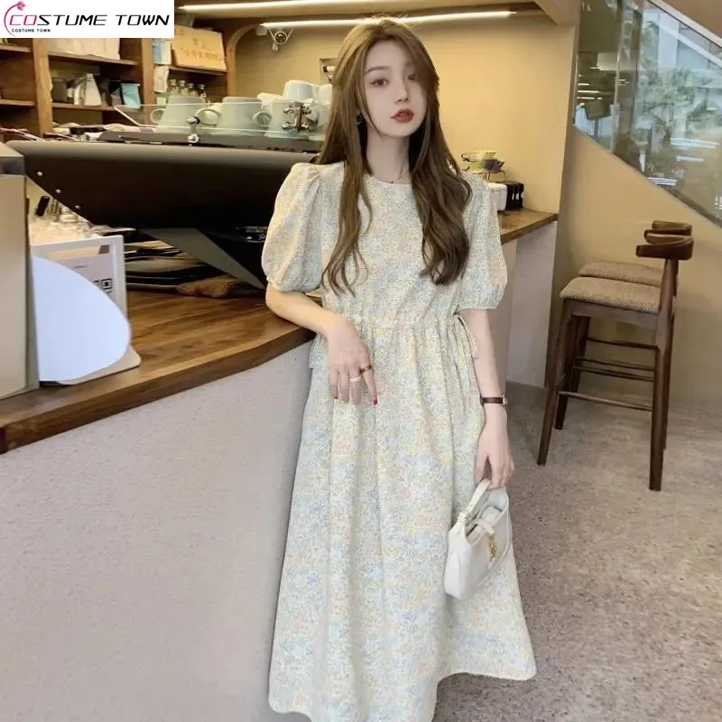 

Sweet Floral Dress for Women's Summer 2024 New French Style Temperament Small Stature Sweet Bubble Sleeve Dress