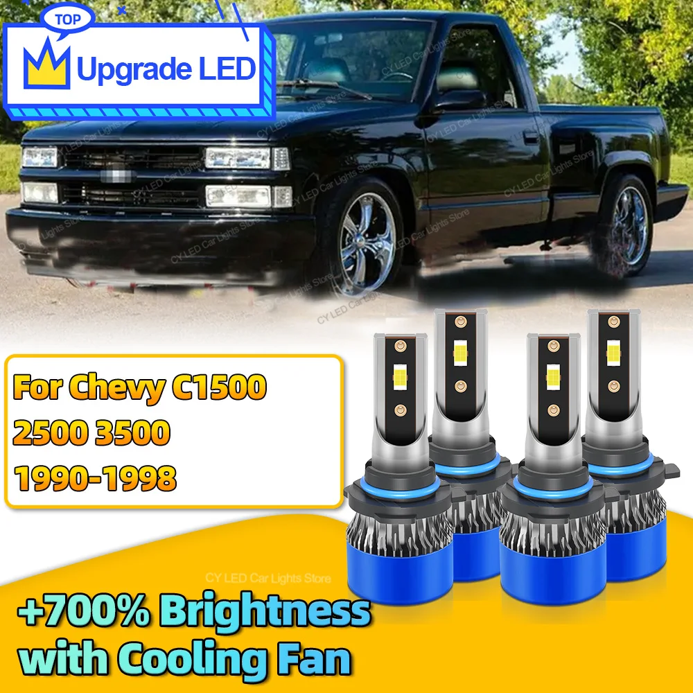 4Pcs 30000LM Canbus Car LED Headlights Bulb HB3 HB4 Auto Lights Lamp For Chevy C1500 2500 3500 1990 1994 1995 1996 1997 1998