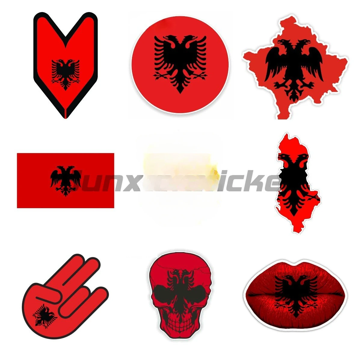 Personality Creative Car Sticker Albania Flag Coat of Arms Automobile Styling PVC Waterproof Sunscreen Decal