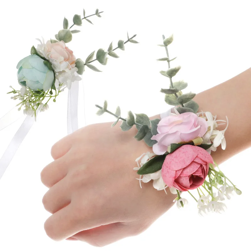 인공 손목 Corsage 신부 들러리 팔찌, 웨딩 결혼 옴므 파티 액세서리