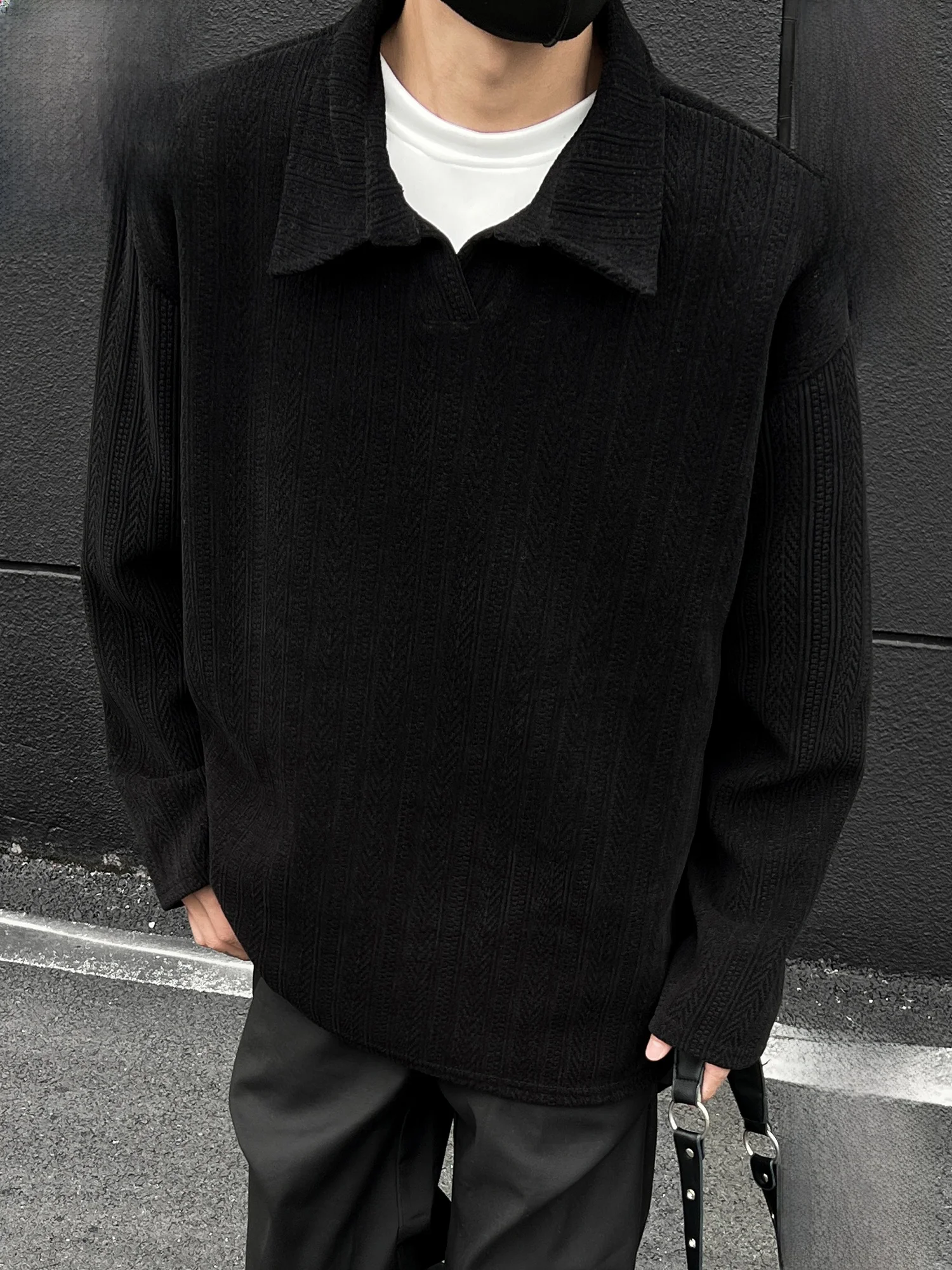 

Мужская футболка Paul Frank Heavyweight с отложным воротником, свободного кроя, осенне-зимняя, с американским узором «пшеничный колос», повседневная, комфортная