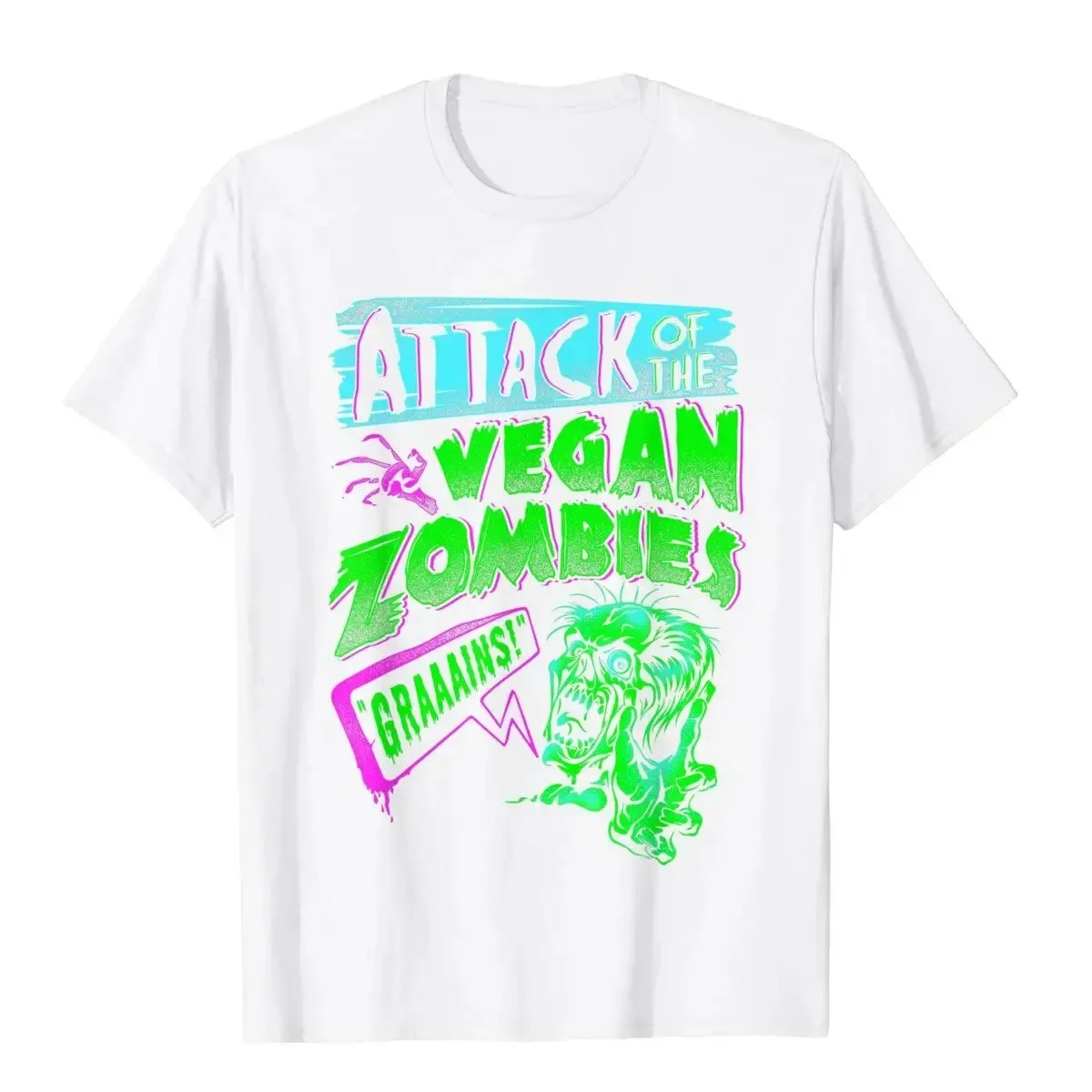 Attack Of The Vegan Zombies Vegetarian Halloween T-Shirt Cotton Man Top T-Shirts Custom Tops Tees Camisa