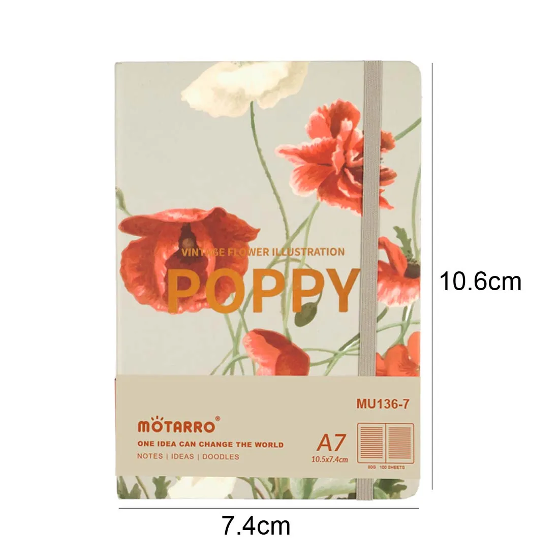 MOTARRO 1Pcs A7 Notebook Flowers Printed Cover Notepad Gold Memo Ins Hand Ledger for Student School Office Supplies Notepad