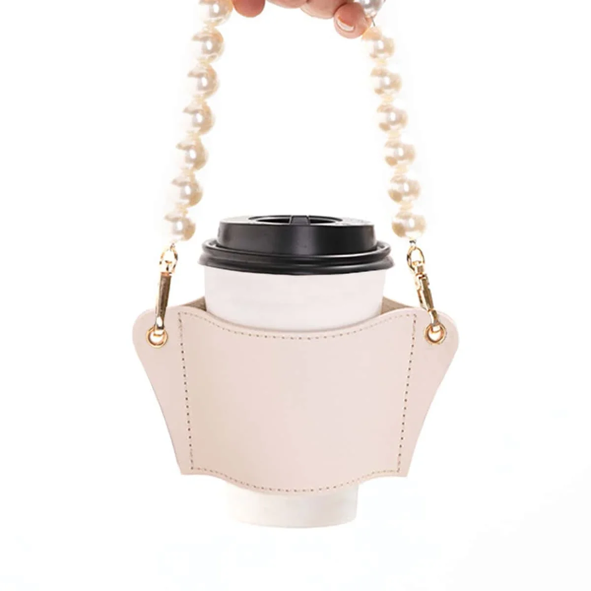 1pc Cup Protective Cover With Chain Handle For Milk Tea Coffee Cup Anti Scald Cup Holder Cup Accessorie