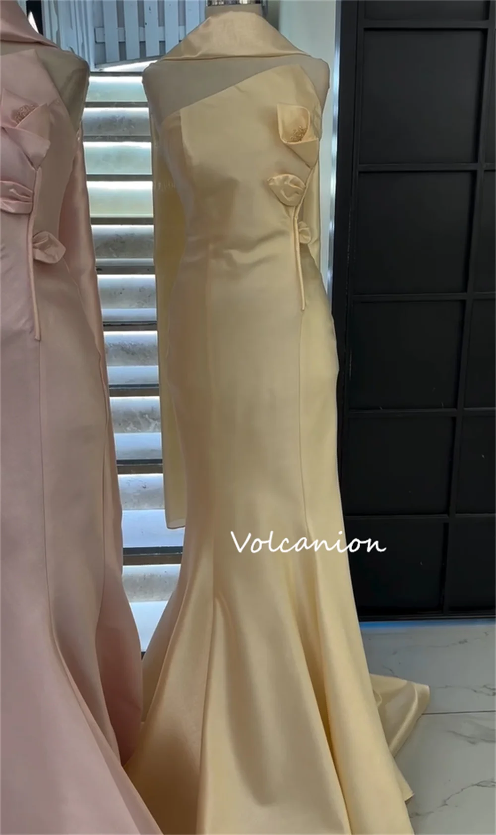 Customized Elegant Charmeuse Pleat Trumpet Strapless Long Dresses Bespoke Occasion Party Formal High Quality